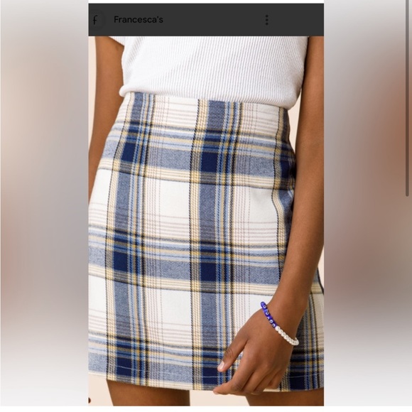 Francesca’s Blue Rain Plaid Mini Skirt - Picture 6 of 6